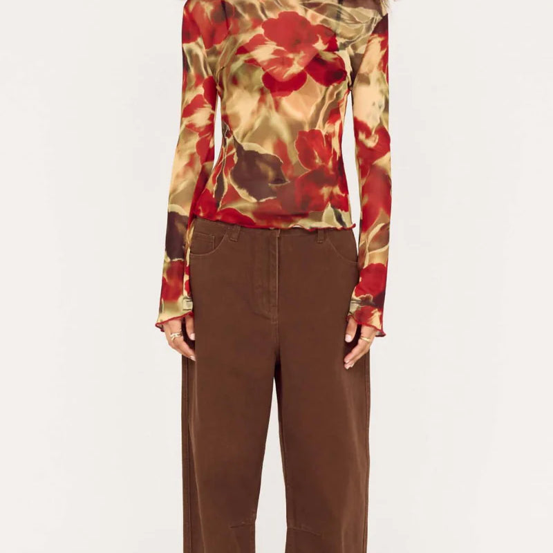 Kiara Barrel Leg Denim - Chocolate