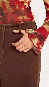 Kiara Barrel Leg Denim - Chocolate