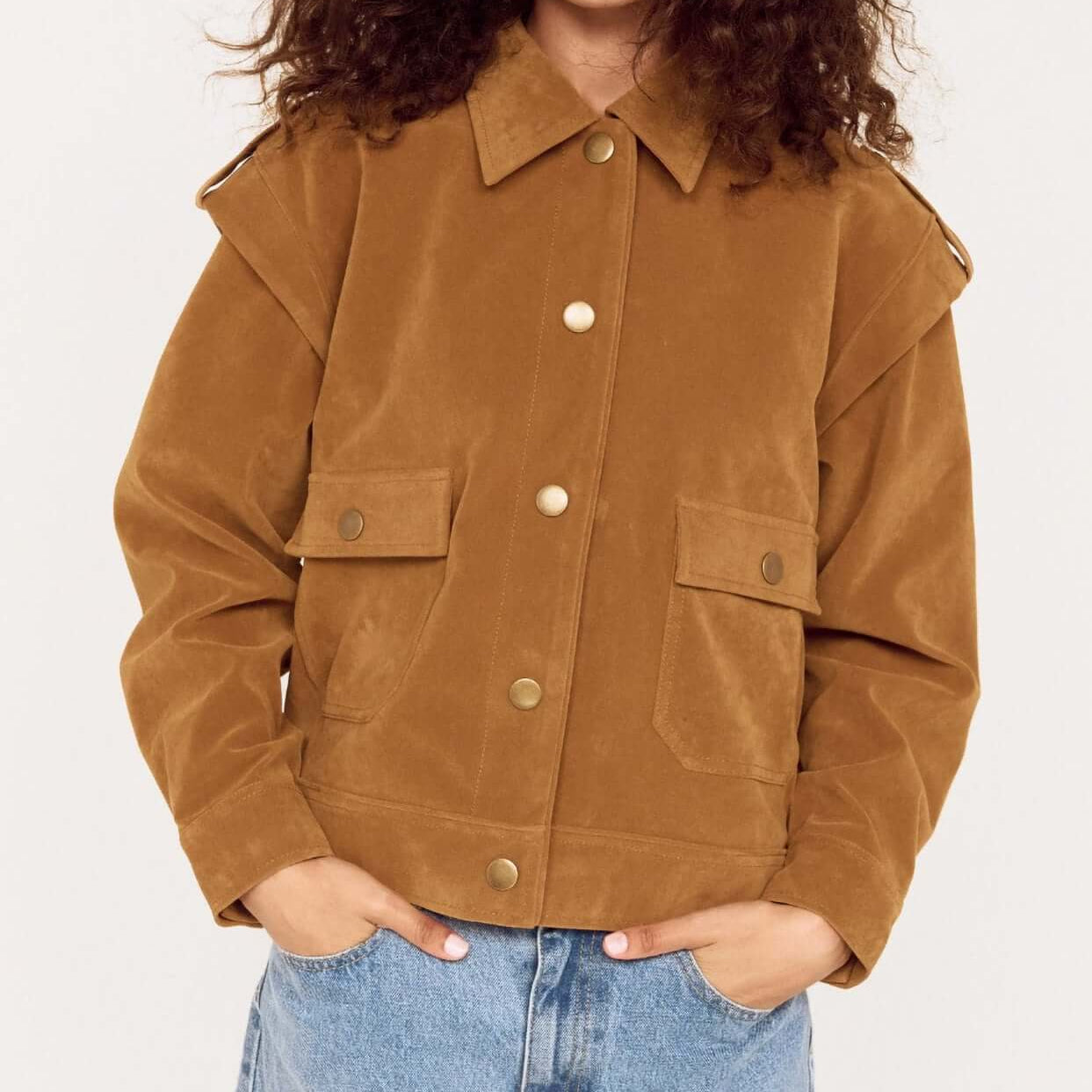 Faye Faux Suede Jacket - Camel