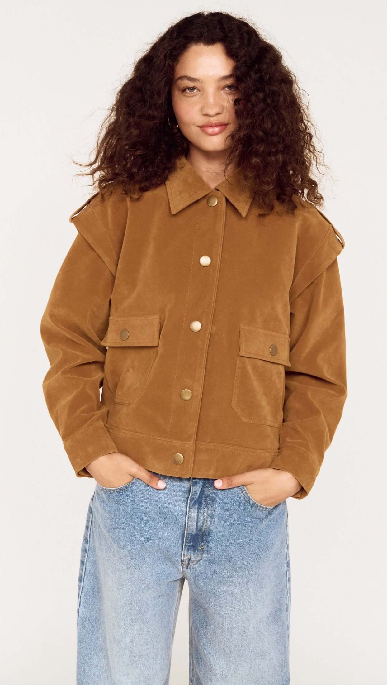 Faye Faux Suede Jacket - Camel