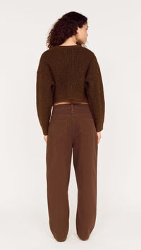 Kiara Barrel Leg Denim - Chocolate