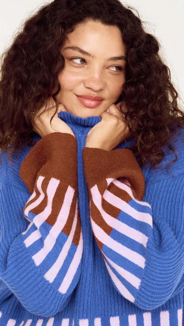 Kaia Intarsia Knit - Cobalt