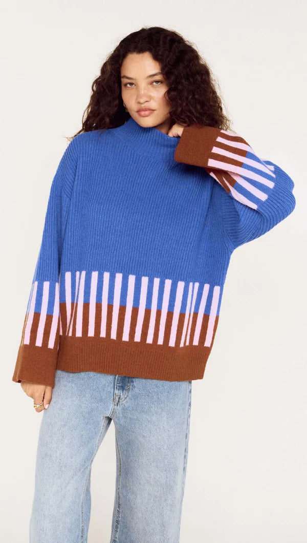 Kaia Intarsia Knit - Cobalt