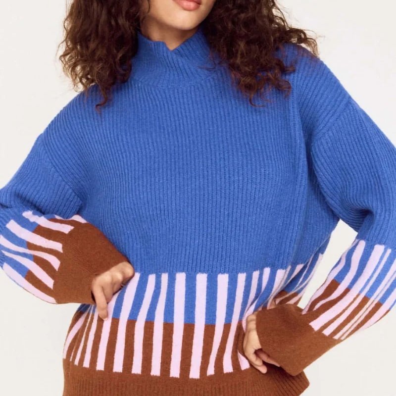 Kaia Intarsia Knit - Cobalt