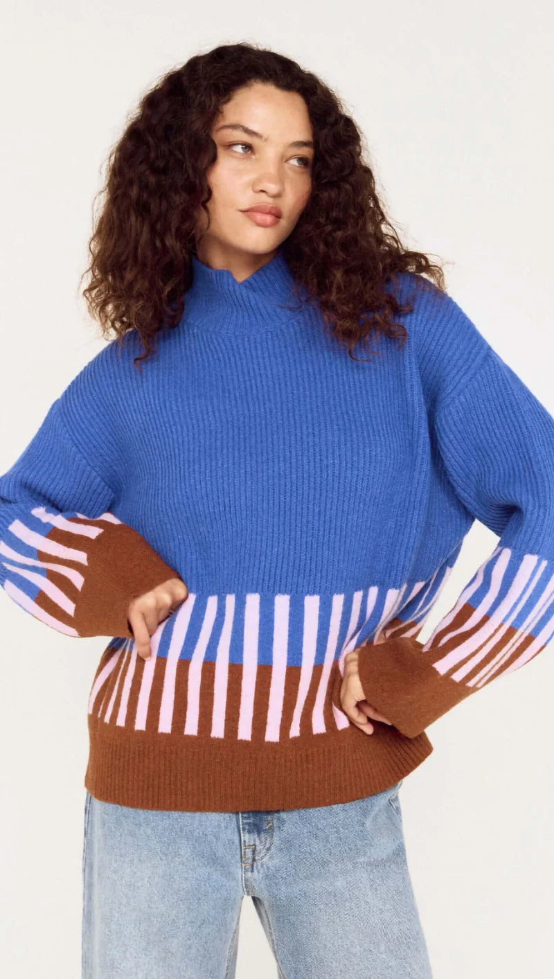 Kaia Intarsia Knit - Cobalt