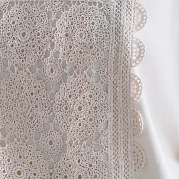 Amelie Crochet Applique Tee - Cream