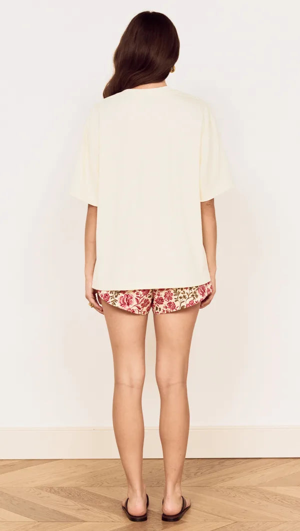 Amelie Crochet Applique Tee - Cream