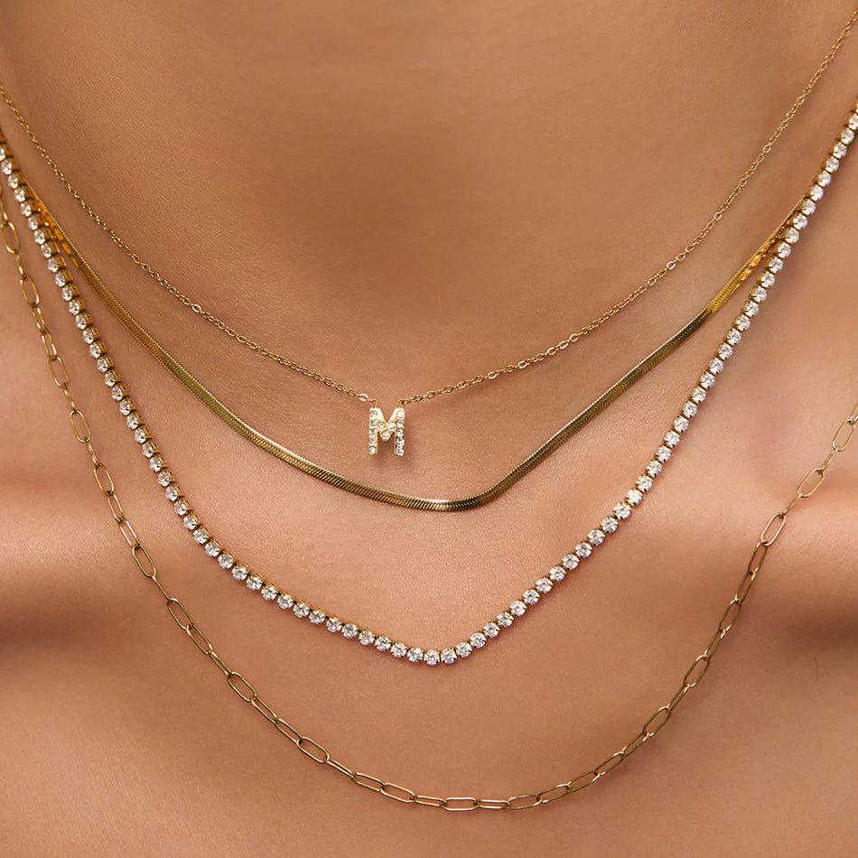 Charlize Tennis Gold Necklace