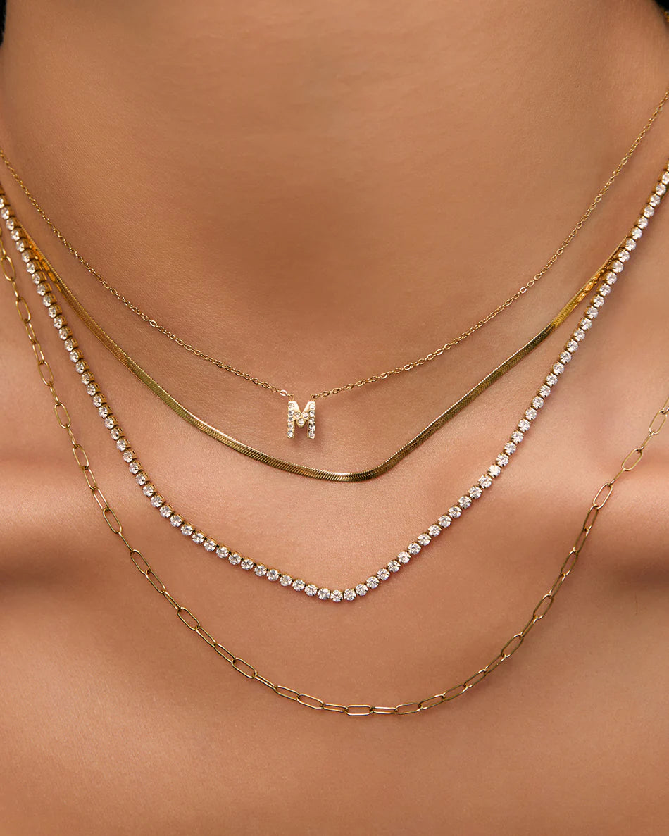 Charlize Tennis Gold Necklace