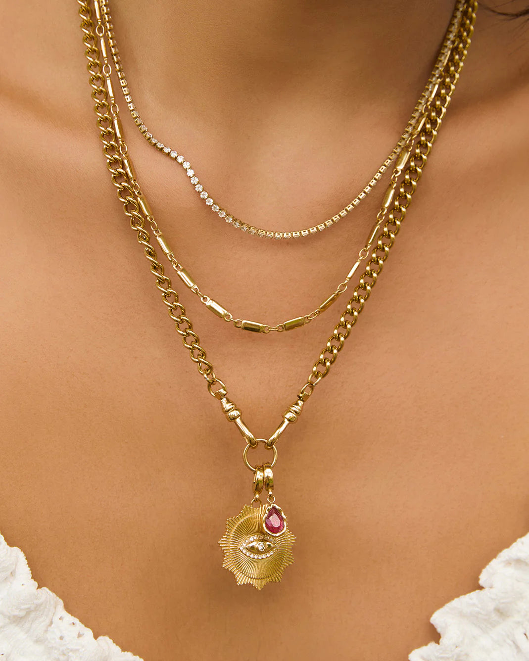 Charlize Tennis Gold Necklace
