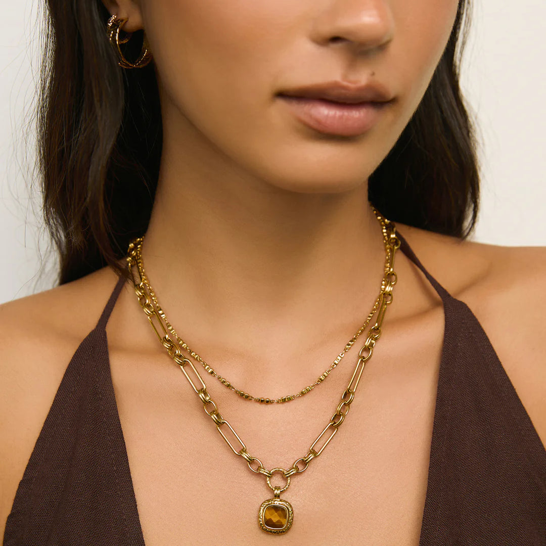 Mason Gold Necklace - Tigers Eye