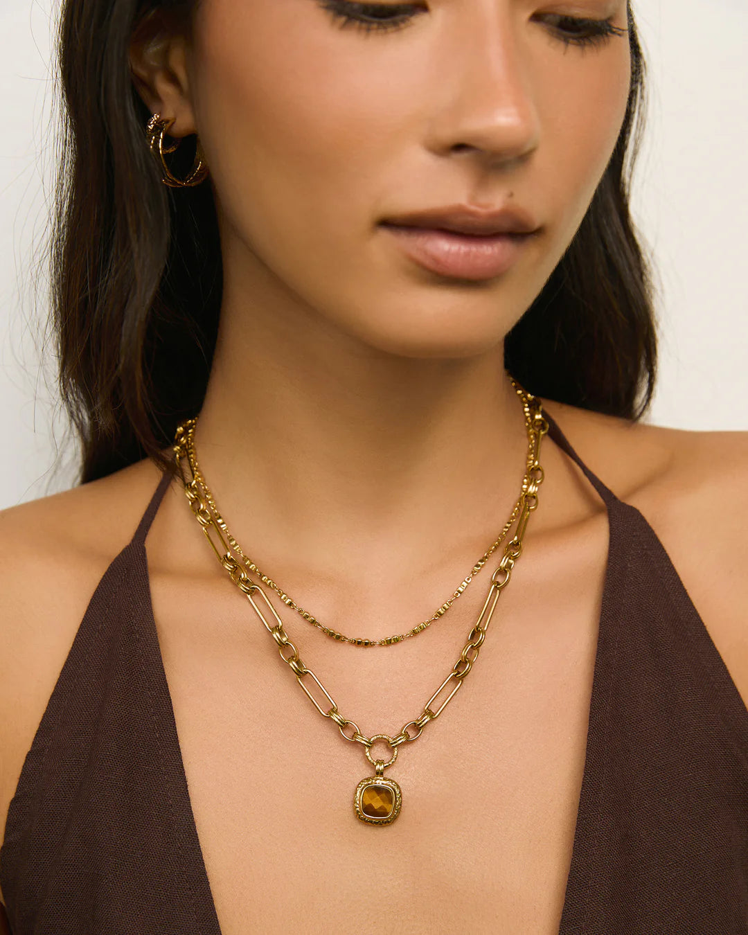 Mason Gold Necklace - Tigers Eye