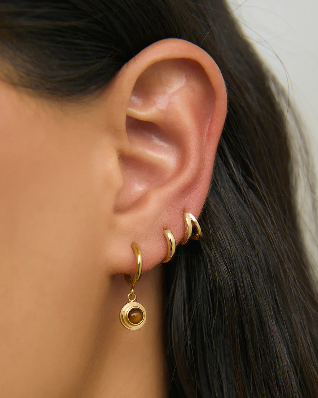 Asher Gold Earrings - Tiger's Eye