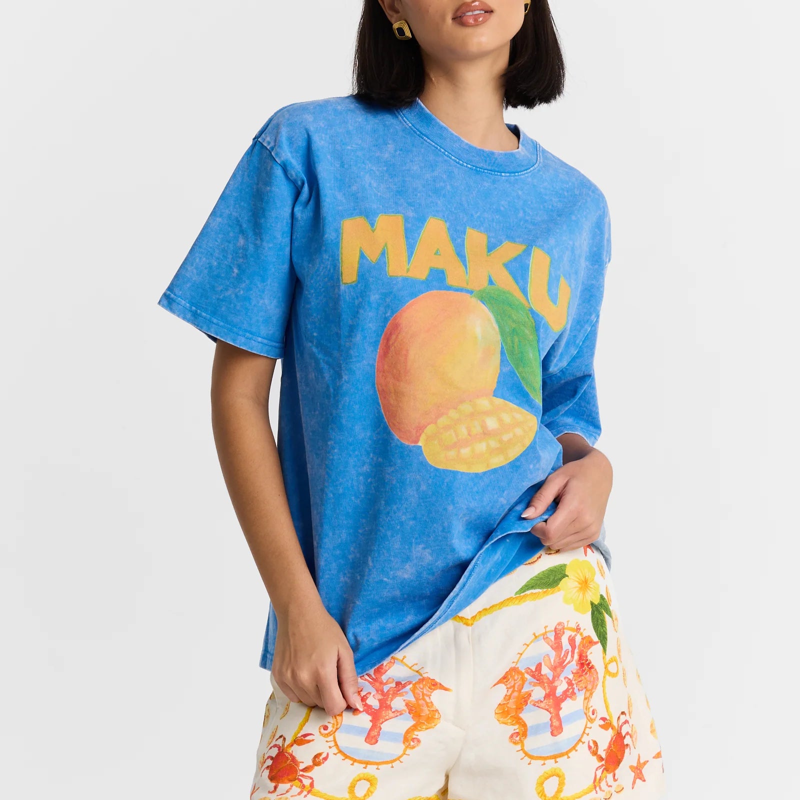Mango Oversized Tee - Blue Snow Wash