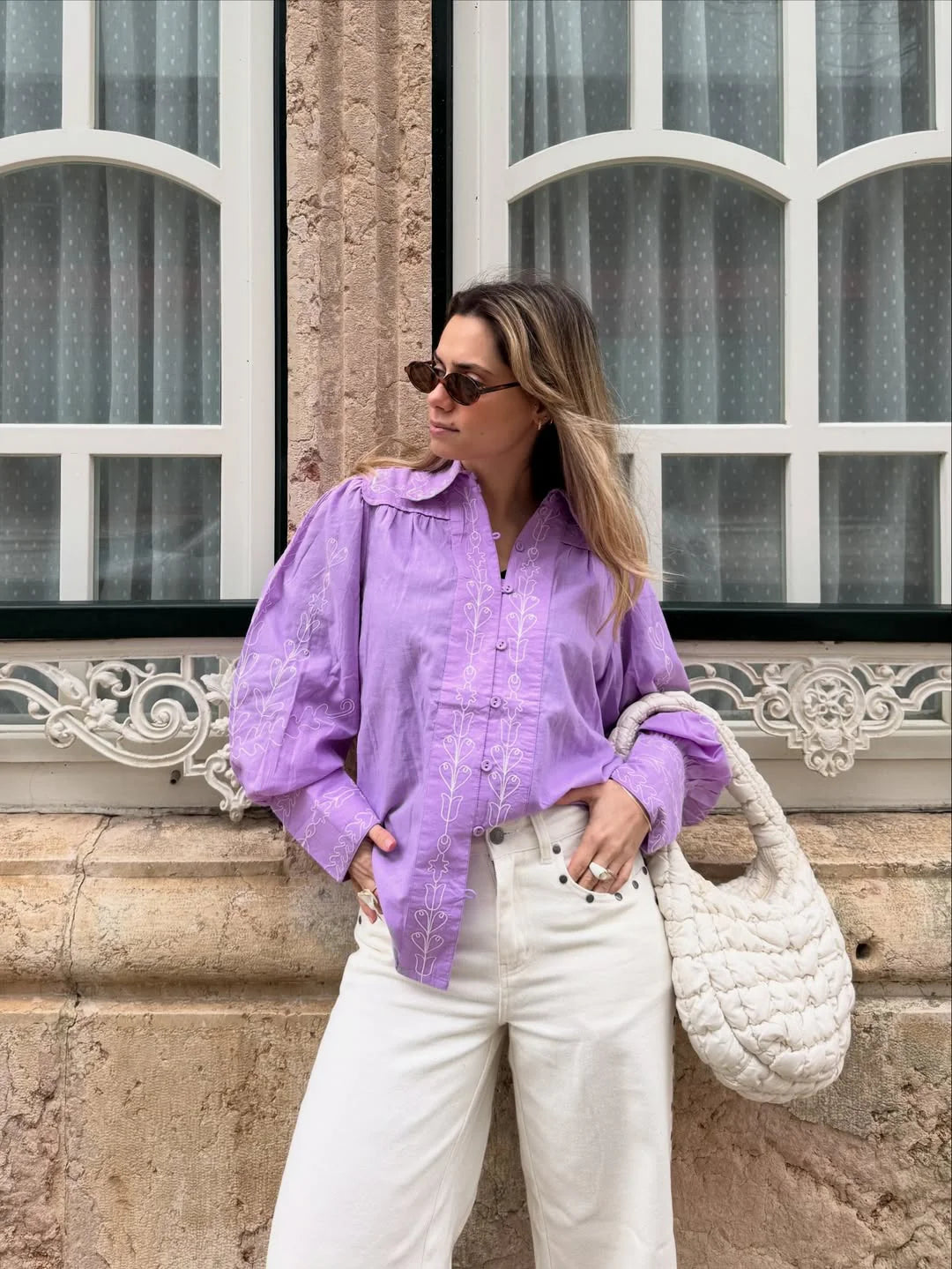 Yuna Shirt Embroidered - Purple