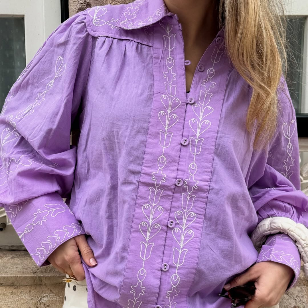 Yuna Shirt Embroidered - Purple