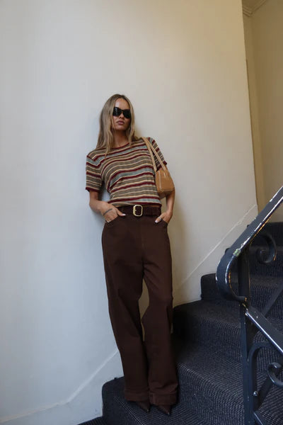 Caen Knit Top - Bordeaux Stripes