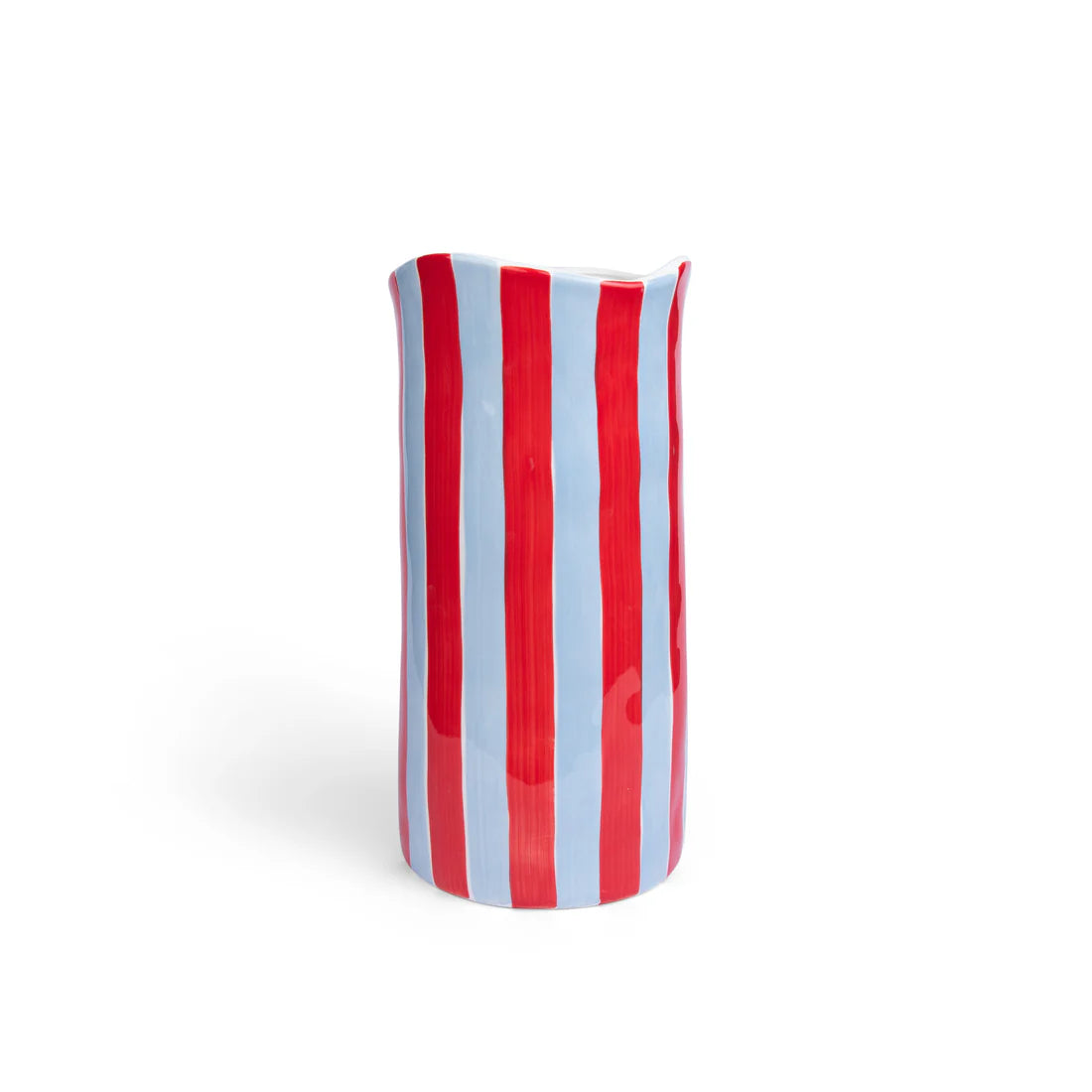 Stripe Vase - L - Cornflower Blue & Red
