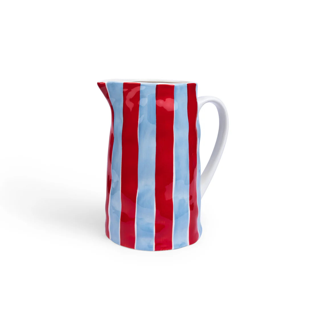 Medium Jug - Cornflower & Red Stripe