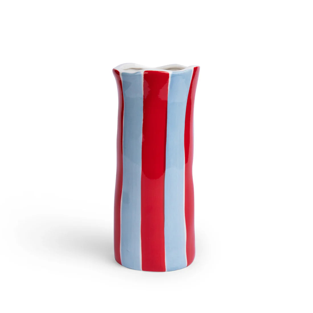 Stripe Vase - S - Cornflower Blue & Red