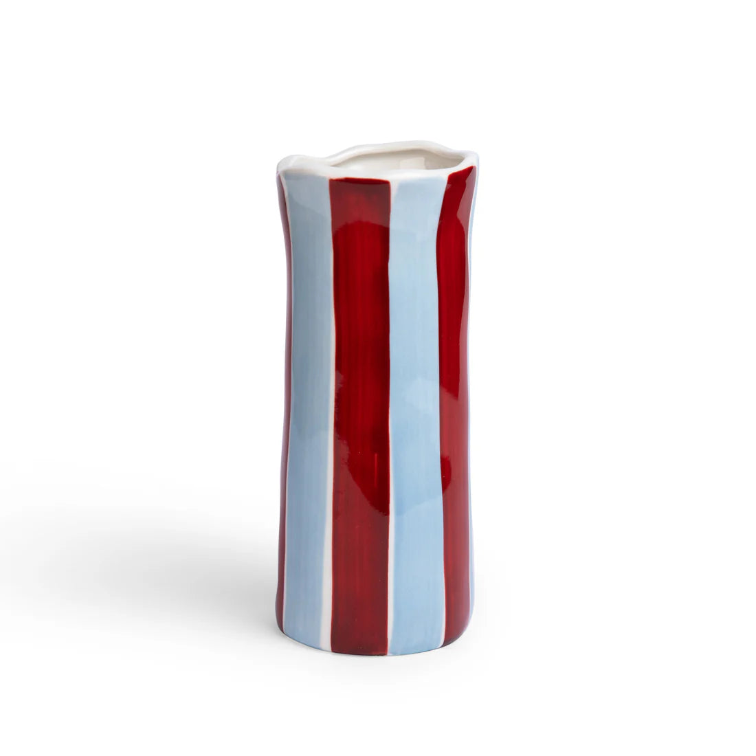 Stripe Vase - S - Burgundy & Blue