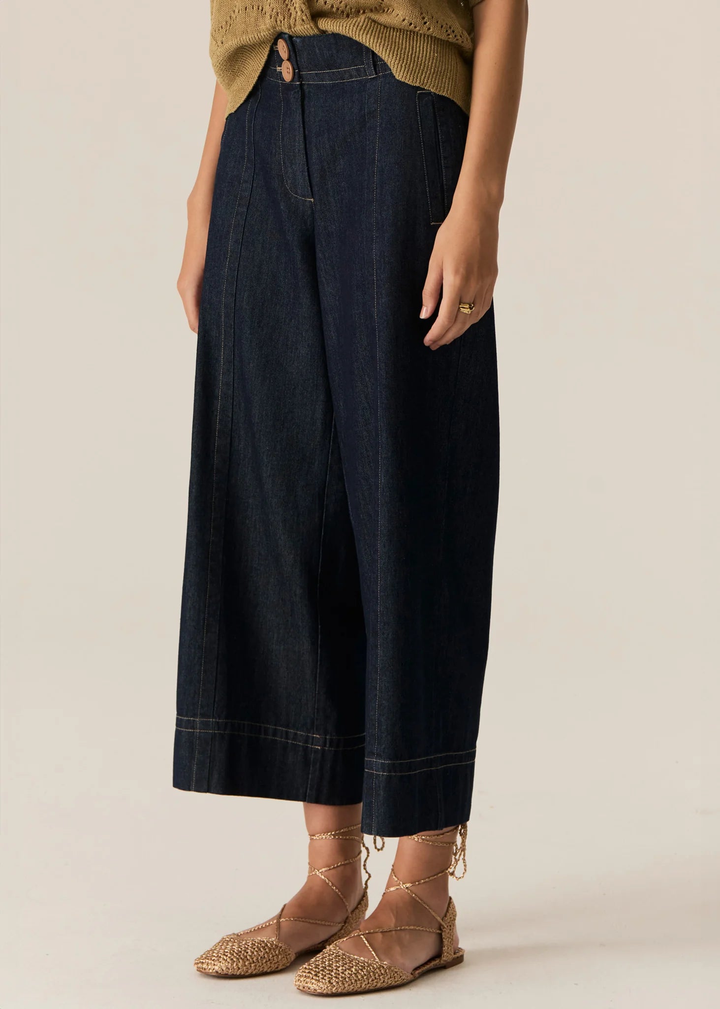 Carsen Crop Pant - Dark Wash