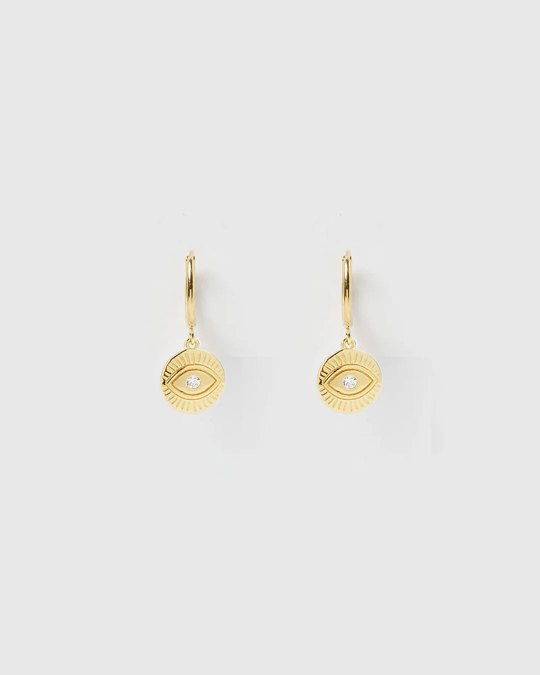 Protective Eye Gold Hoop Earrings