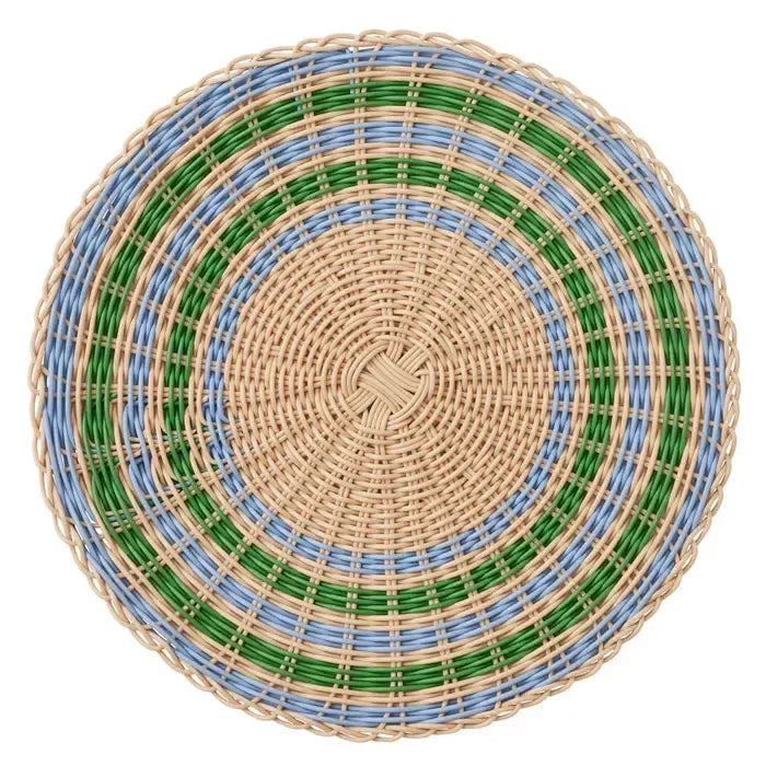 Padua PP Woven Placemat 38cm Nat/Sky/Grn