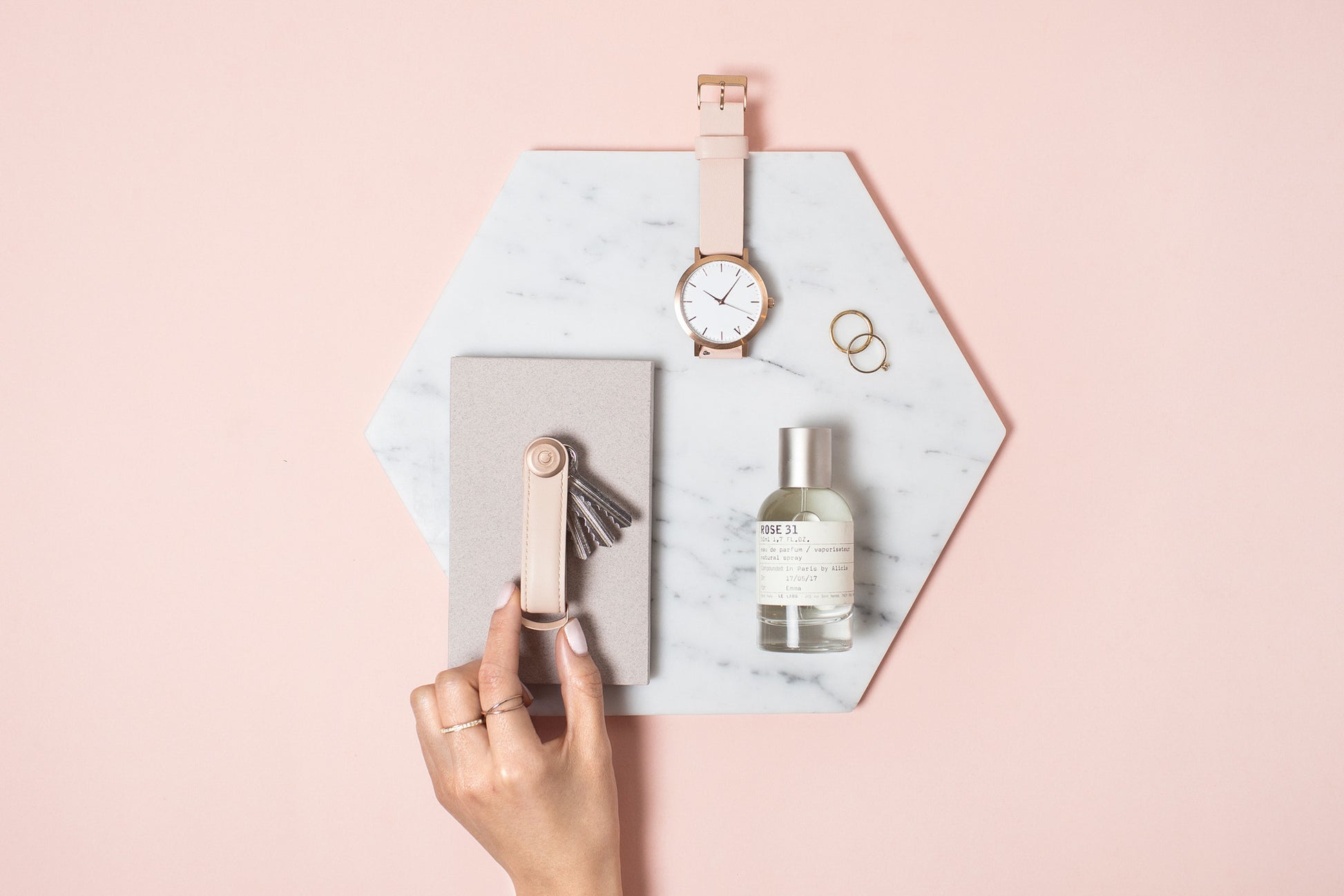 Key Organiser Leather  - Blush