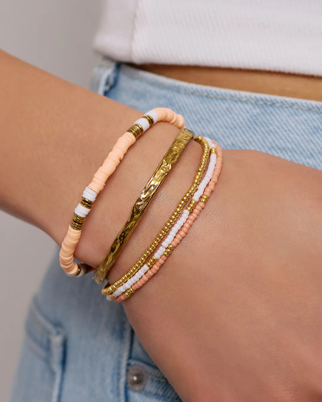 Sunny Gold Bracelet Set - Coral