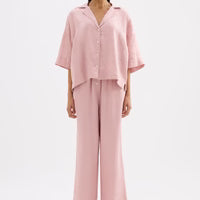 Lounge Linen Crop Pants - Blush