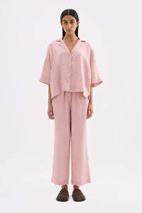 Lounge Linen Crop Pants - Blush