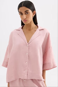 Lounge Linen Shirt - Blush