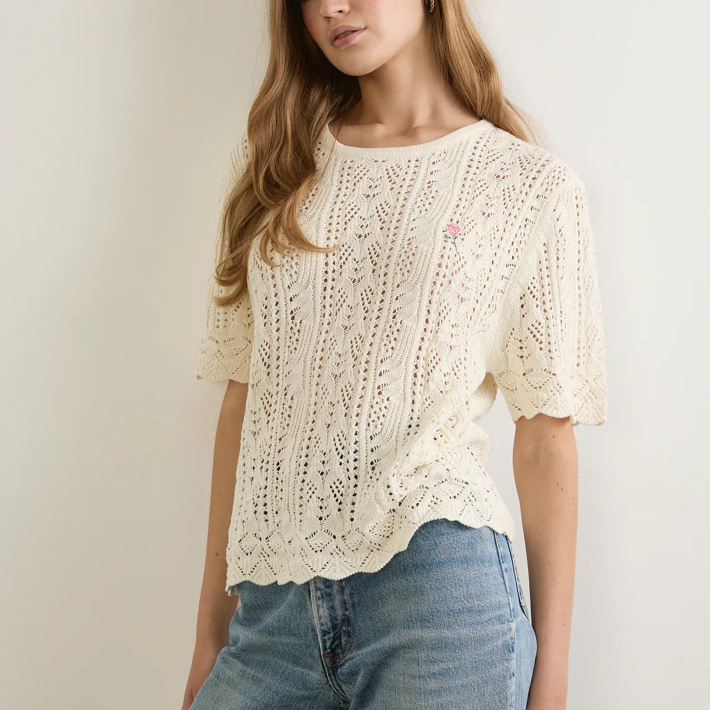 Callen Knit Tee - White