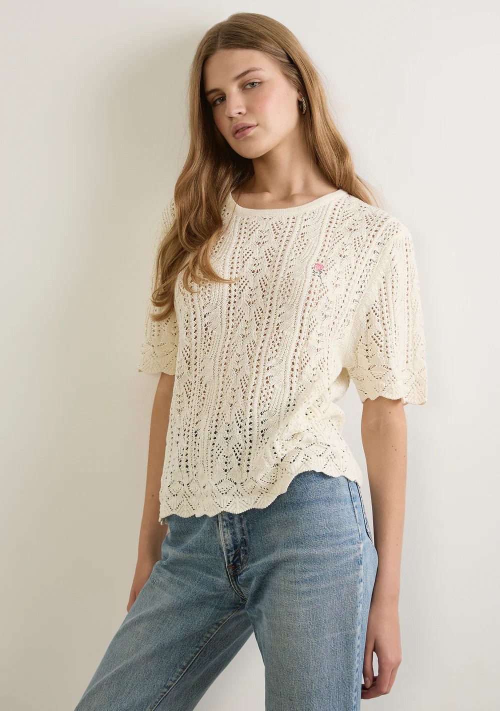 Callen Knit Tee - White
