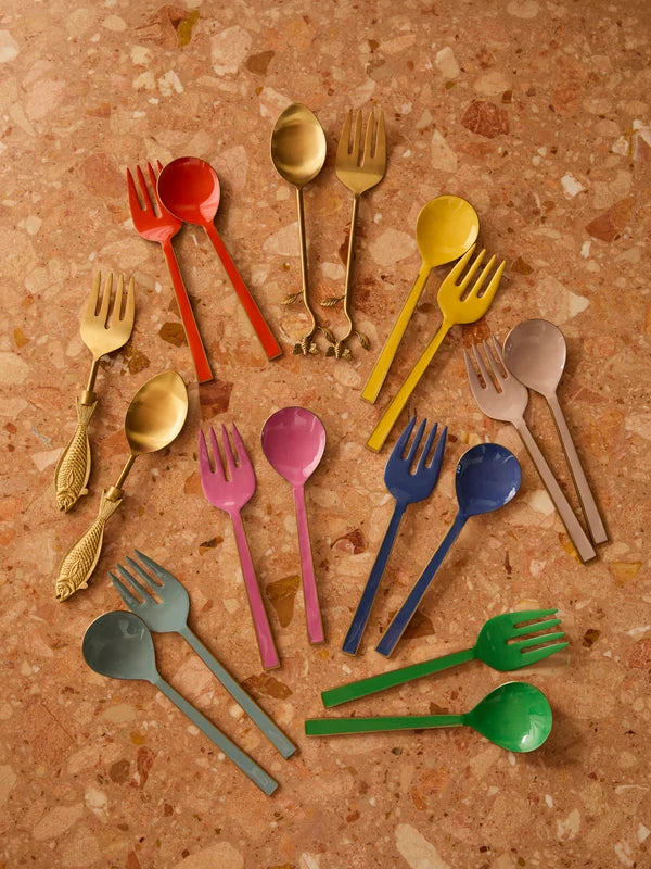 Enamel Salad Servers - Blush