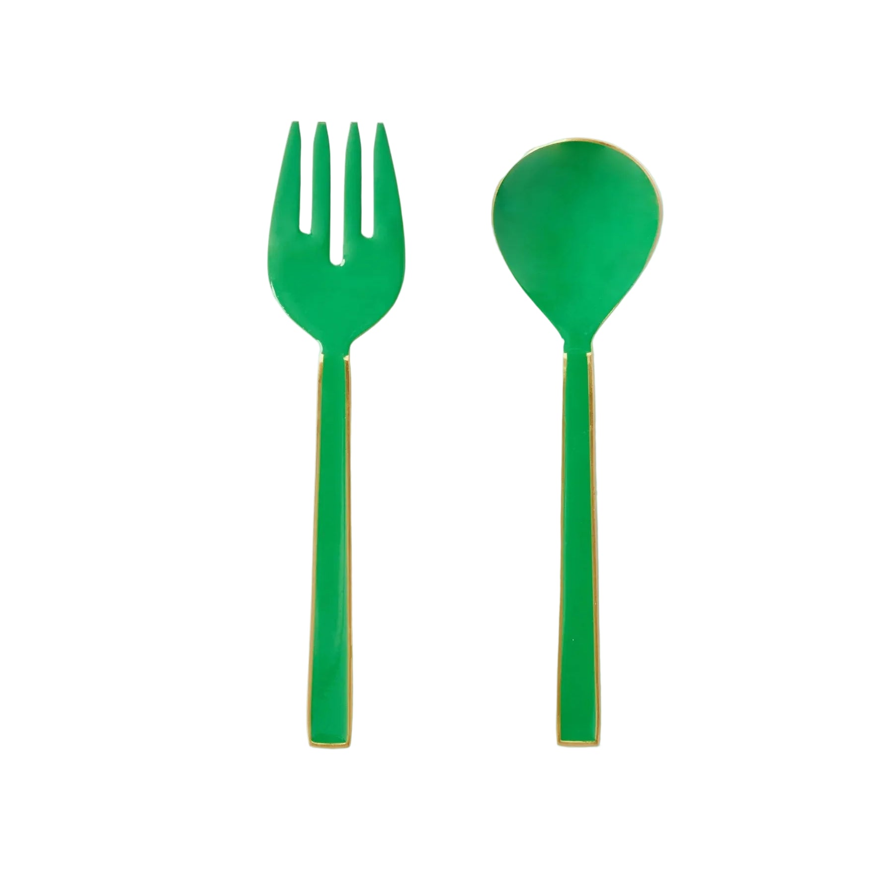 Enamel Salad Servers - Emerald