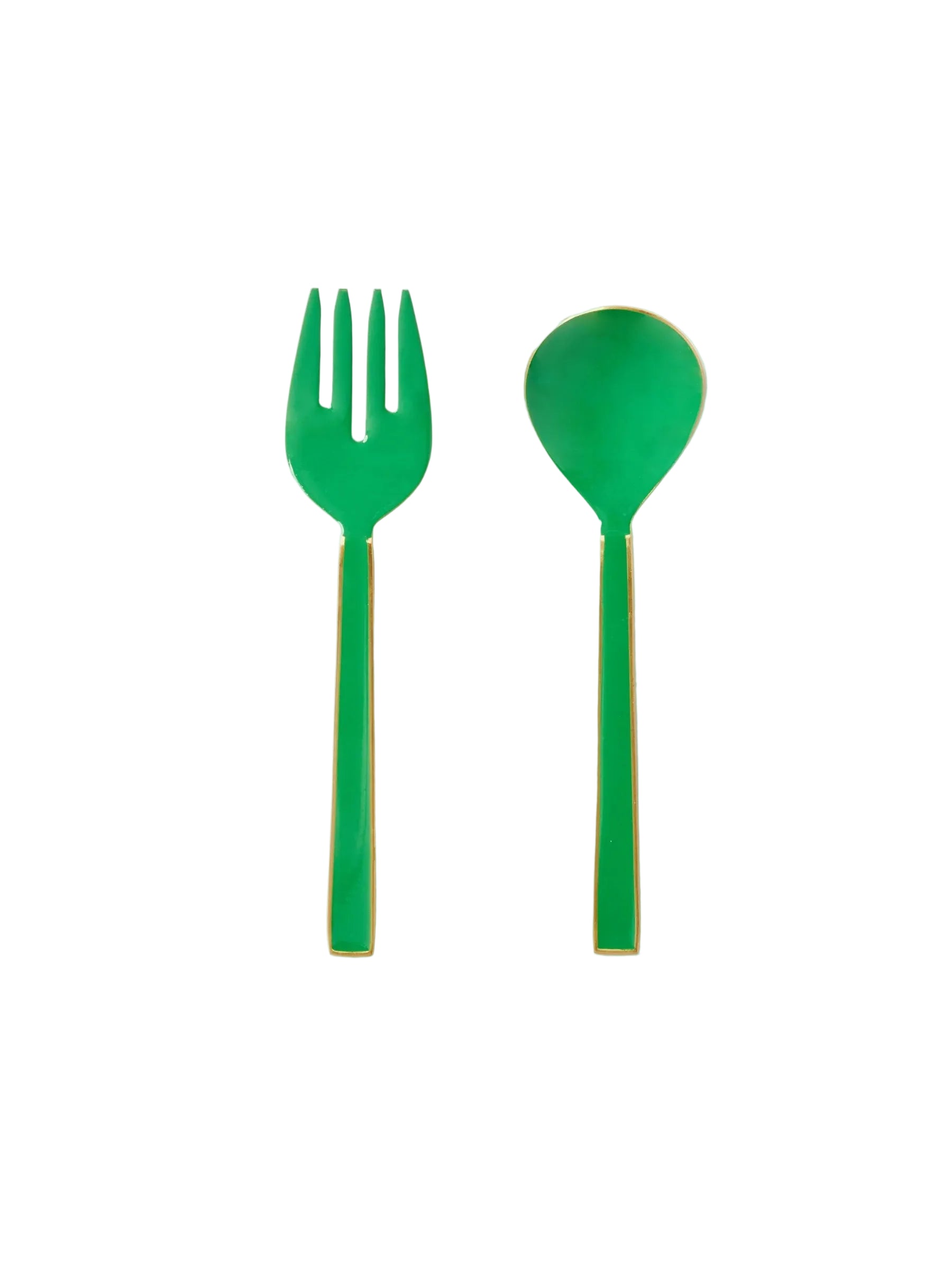 Enamel Salad Servers - Emerald