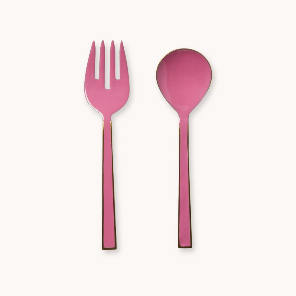 Enamel Salad Servers - Berry