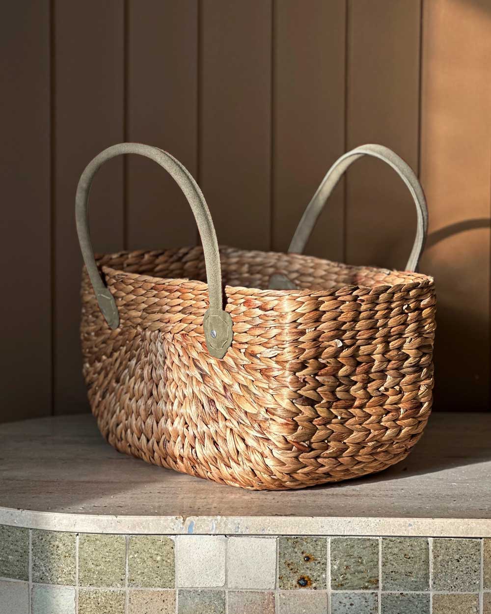 Olive Canvas Handle Basket | Large