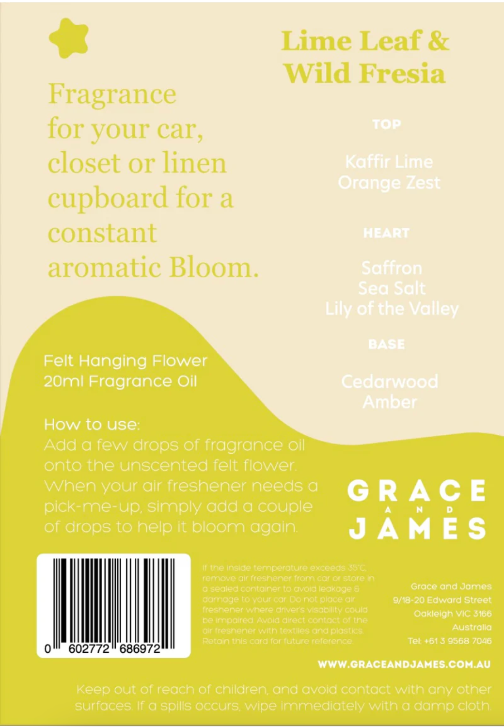 Lime Leaf & Wild Fresia - Felt Air Freshener