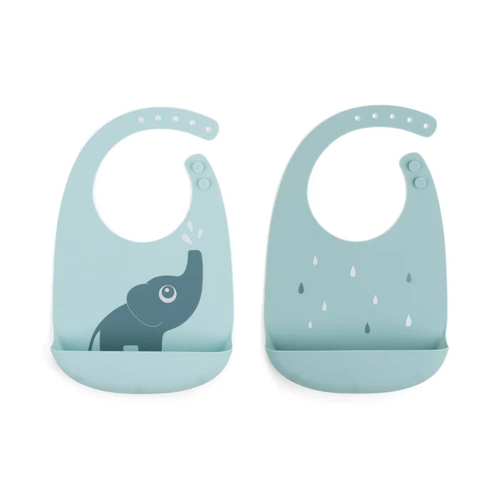 Silicone Bibs - 2 set - Elphee Blue