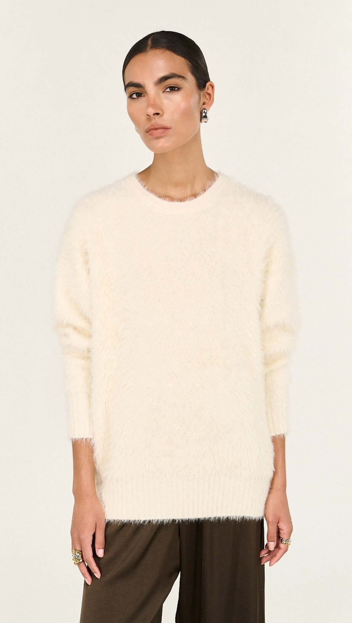 Noa Fluffy Oversize Jumper - Cream