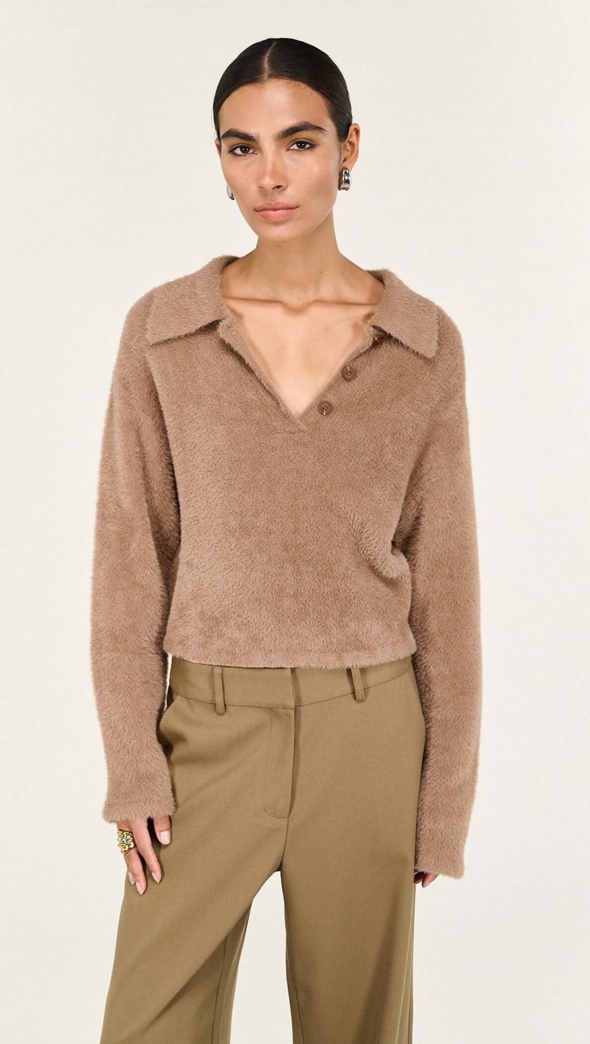 Ember Fluffy Polo Jumper