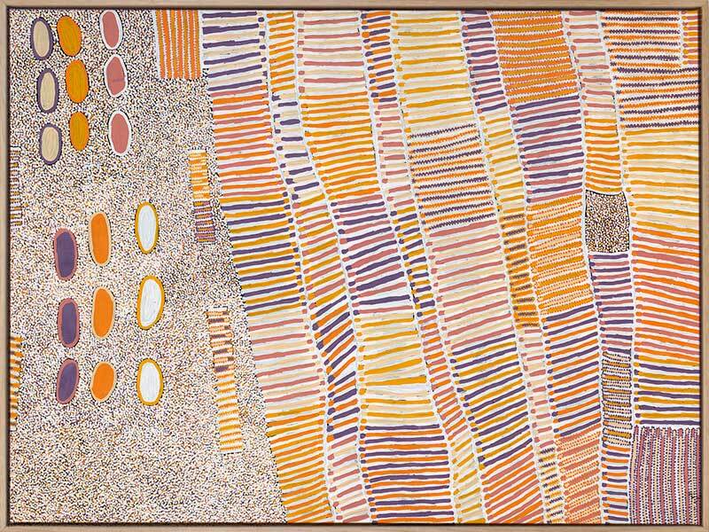 Lupul Jukurrpa Orange - Oak Box Frame 60cmx90cm