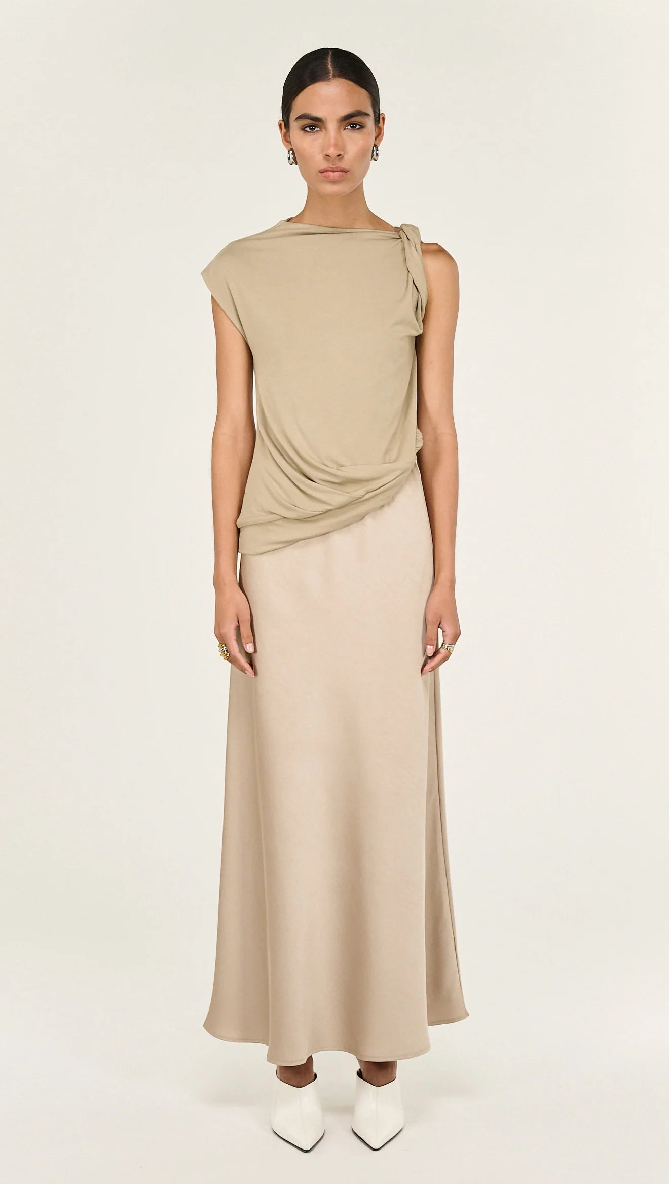 Dusk Bias Maxi Skirt - Champagne