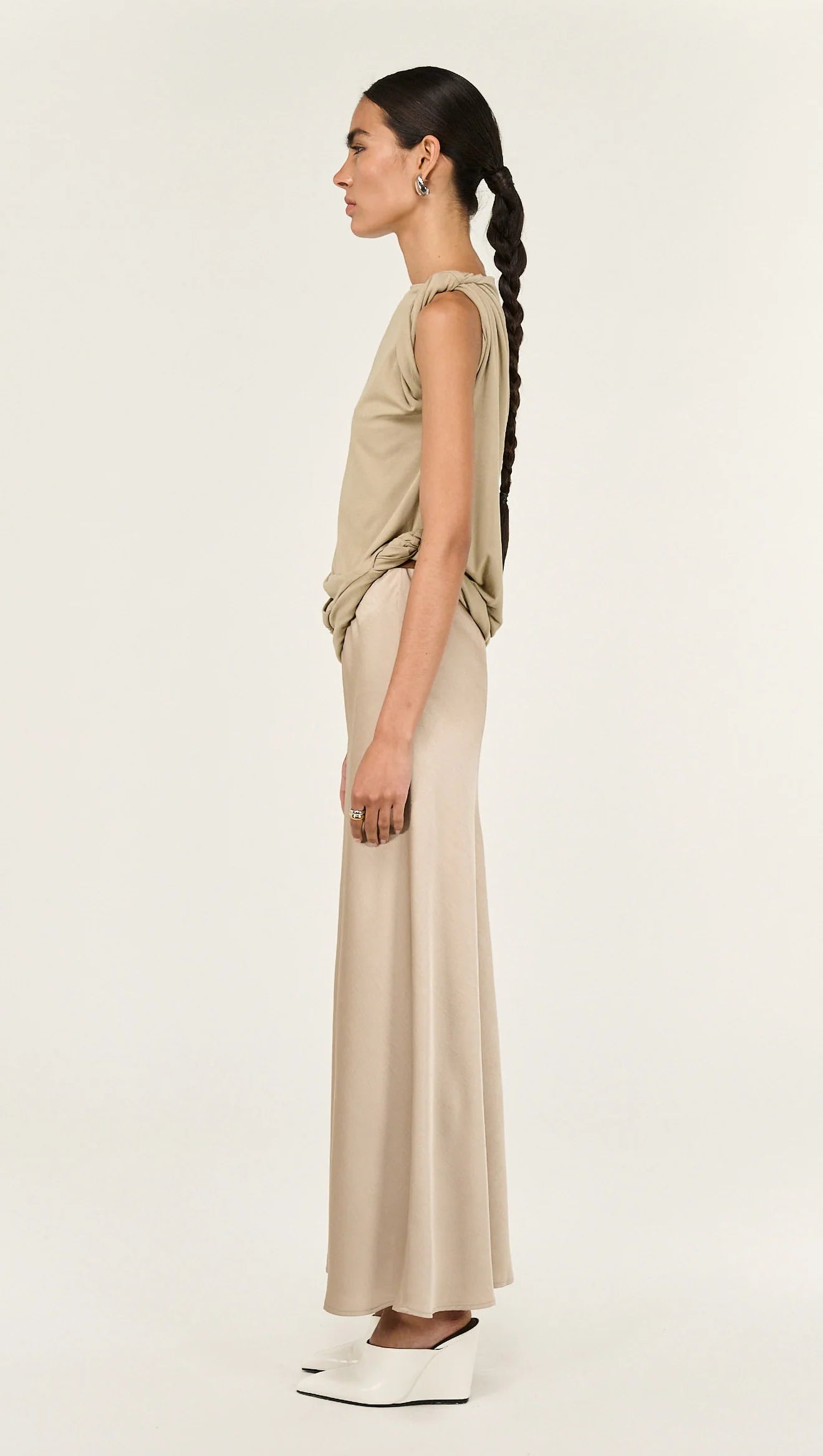 Dusk Bias Maxi Skirt - Champagne