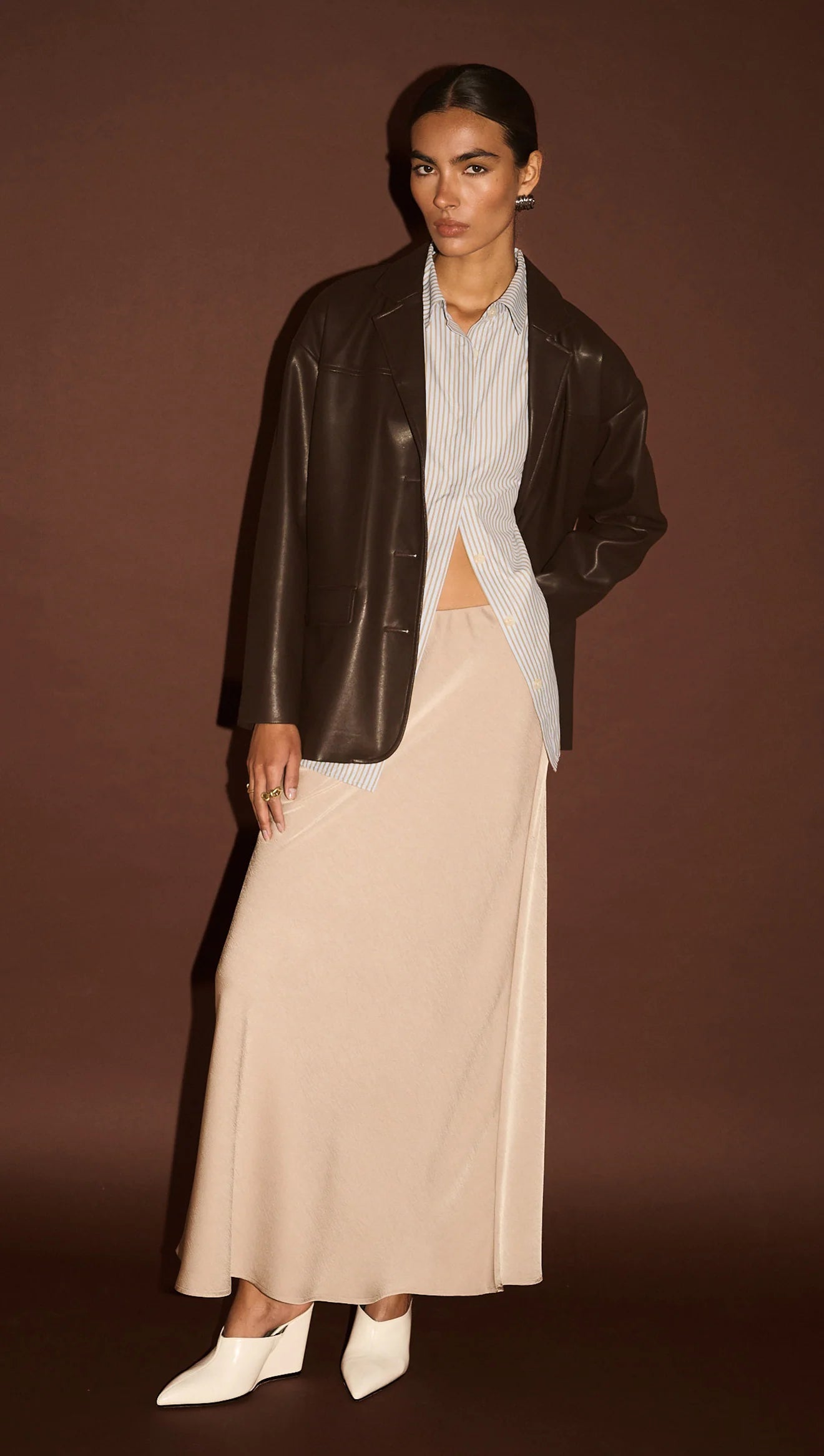 Dusk Bias Maxi Skirt - Champagne