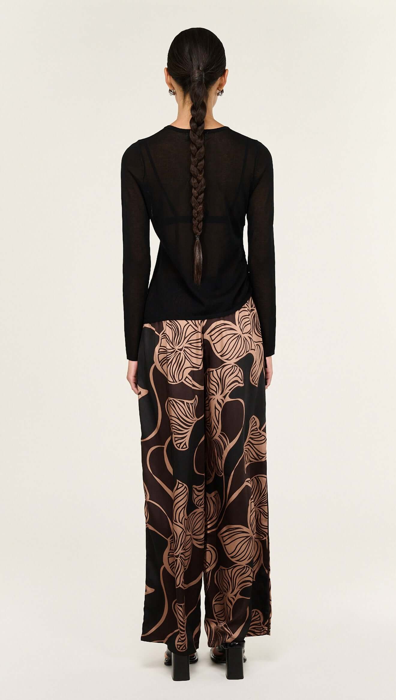 Ulla Drawstring Pants - Leaf Abstract