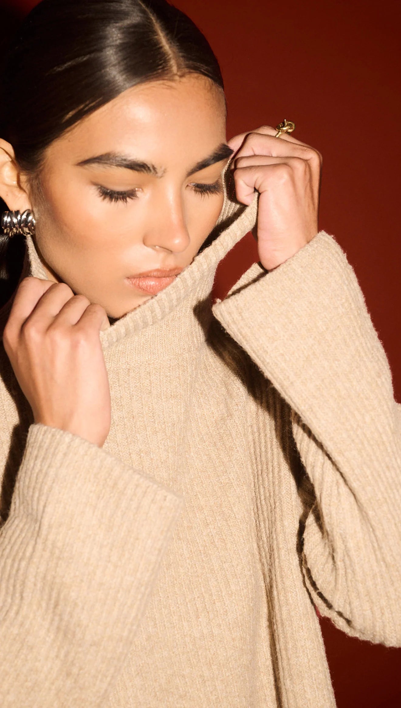 Sabine Roll Neck Jumper - Natural